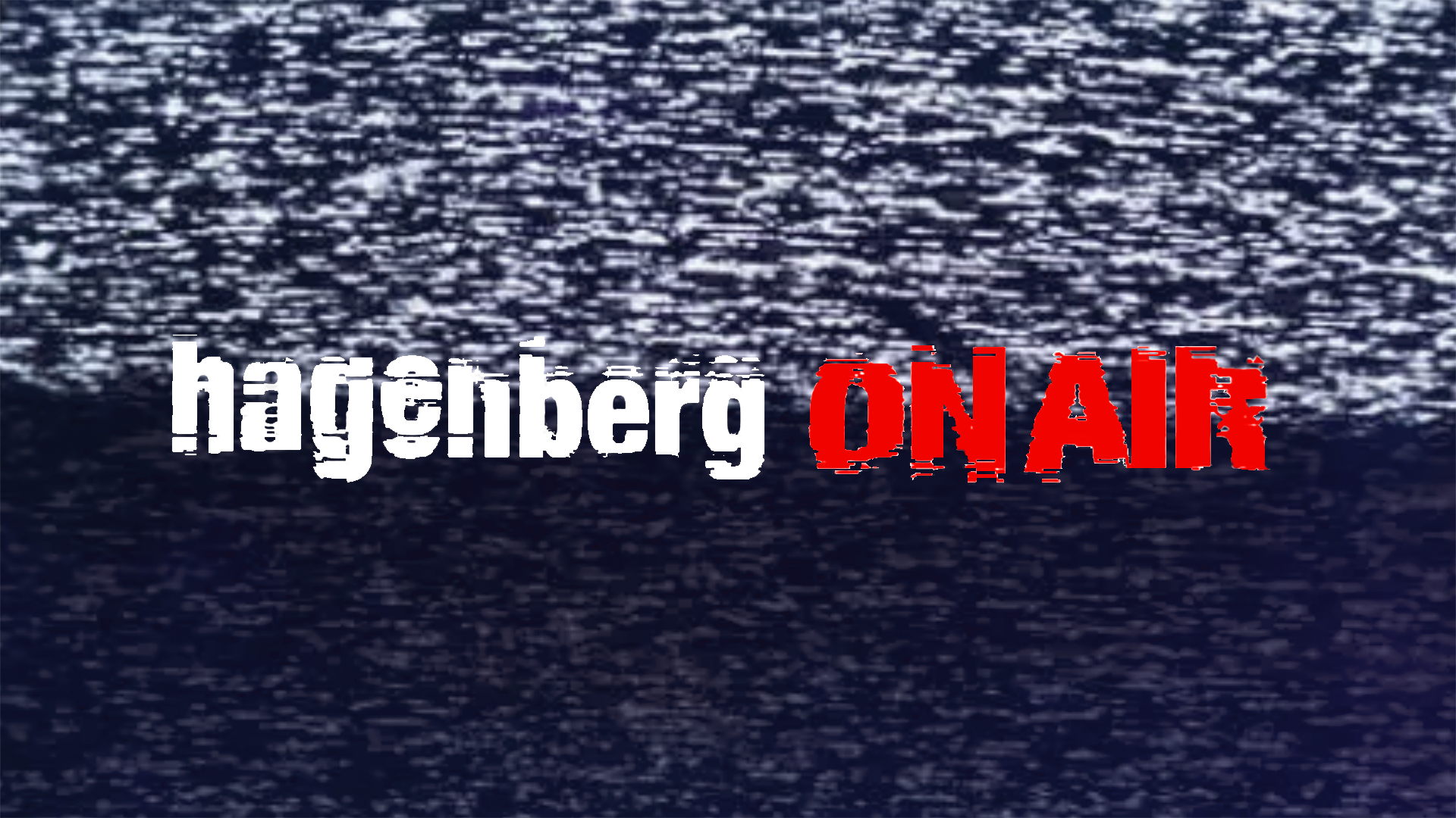 Grau-Roter Schriftzug auf dunkelgrauen Hintergrund "Hagenberg on air"