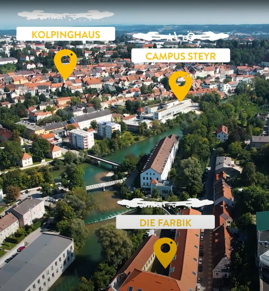 Übersicht der Studentenwohnheime in Entfernung zum Campus Steyr