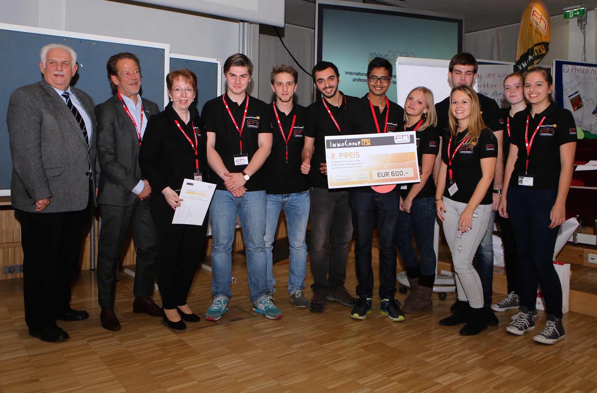 Group photo of the second-placed team at Innocamp36, all participants stand together and look into the camera